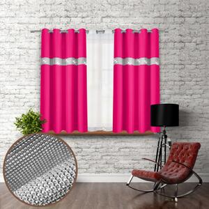 Függöny a gyűrűk cirkóniával 140x160 cm sötét rózsaszín