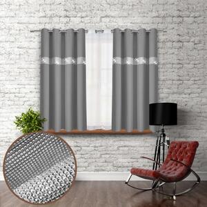 Függöny a gyűrűk cirkóniával 140x160 cm sötétszürke