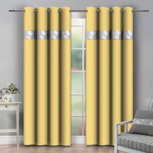 Függöny a gyűrűk cirkóniával 140x250 cm pasztell sárga