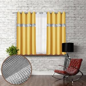 Függöny a gyűrűk cirkóniával 140x160 cm pasztell sárga
