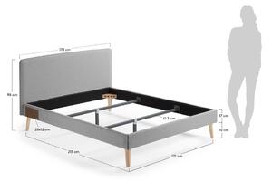 Lydia szürke kétszemélyes ágy, 160 x 200 cm - Kave Home