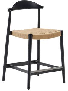 Fekete fa bárszék Kave Home Nina 62 cm zsinórral