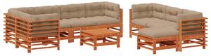 VidaXL Kerti lounge szett 10 pcs Viaszbarna Tömör Fenyőfa
