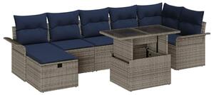 VidaXL Kerti Kanapé Szett párnával tárolóval 8 pcs Szürke Poli rattan