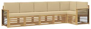 VidaXL Kültéri kanapé szett 6 pcs Fehér és Bézs 306 x 128,5 x 73 cm