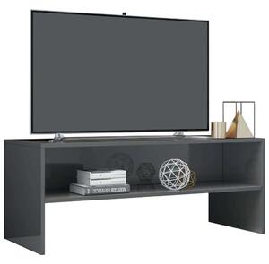 Magasfényű szürke forgácslap tv-szekrény 100 x 40 x 40 cm
