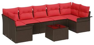 VidaXL Kerti Kanapé Szett 8 pcs Barna polirattan