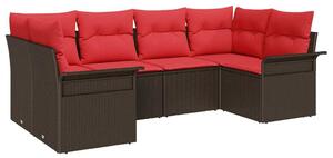 VidaXL Kerti Kanapé Szett párnával 6 pcs Barna polirattan