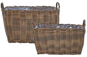 2 darabos fonott virágtartó szett ORMOS PE Rattan 53/59 cm Barna