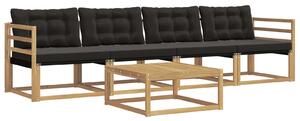 VidaXL Kültéri kanapé szett 5 pcs Fehér és Fekete 79 x 79 x 37 cm