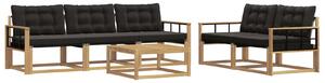 VidaXL Kültéri kanapé szett 6 pcs Fehér és Fekete 79 x 79 x 37 cm