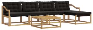 VidaXL Kültéri kanapé szett 6 pcs Fehér és Fekete 79 x 79 x 37 cm