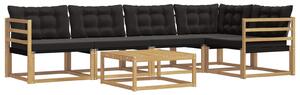 VidaXL Kültéri kanapé szett 6 pcs Fehér és Fekete 79 x 79 x 37 cm