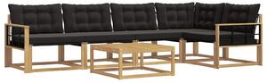 VidaXL Kültéri kanapé szett 6 pcs Fehér és Fekete 79 x 79 x 37 cm