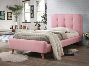 Kárpitozott ágy, rózsaszín / tölgy, TIFFANY 90X200