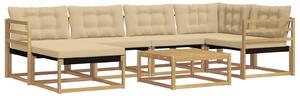VidaXL Kültéri kanapé szett 7 pcs Fehér és Bézs 79 x 79 x 37 cm