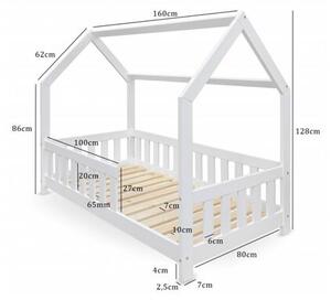 DUBI Gyermek házi ágy 160x80 matraccal - Fehér színben