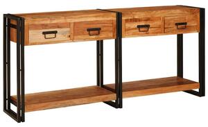 Konzolasztalok 2 pcs Barna 160 x 33 x 75 cm Tömör Akáciafa