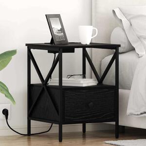 VidaXL Éjjeliszekrény 2 pcs Fekete tölgy 41,5 x 40,5 x 55 cm Faanyag
