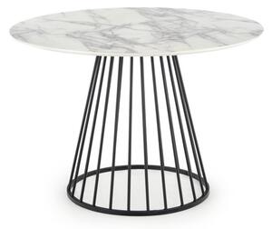 IBERIUS kerek étkezőasztal, 110x75x110, fehér márvány/fekete
