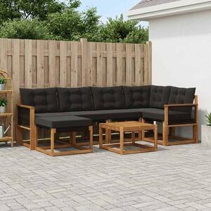 VidaXL Kültéri kanapé szett párnával 7 pcs Természetes és Fekete