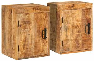 Éjjeli asztal 2 pcs Barna 35 x 33 x 48 cm Tömör Mangófát