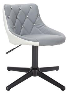 HC931CROSS Szürke-Fehér modern műbőr szék fekete lábbal