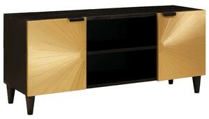 TV szekrény Fekete és Arany 105 x 33 x 46 cm tömör mangófa
