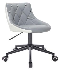 HC931K Szürke-Fehér modern műbőr szék fekete lábbal