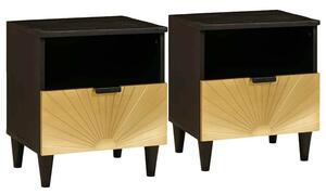 Éjjeli asztal fiókkal 2 pcs Fekete és Arany 40 x 33 x 46 cm