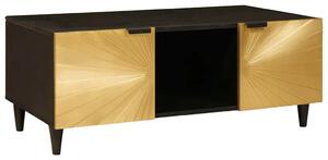 Dohányzóasztal Fekete és Arany 100 x 54 x 40 cm tömör mangófa