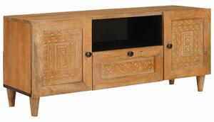 TV szekrény fiókkal Világosbarna 105 x 33 x 46 cm tömör mangófa