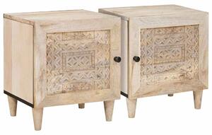 Éjjeli asztal 2 pcs Bézs 40 x 33 x 46 cm tömör mangófa