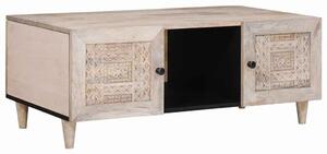Dohányzóasztal polcokkal Bézs 100 x 54 x 40 cm tömör mangófa