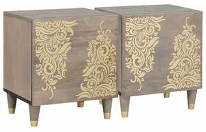 Éjjeliszekrény 2 pcs Szürke 40 x 33 x 46 cm tömör mangófa