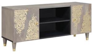 TV szekrény Szürke és Arany 105 x 33.5 x 46 cm Tömör mangófa