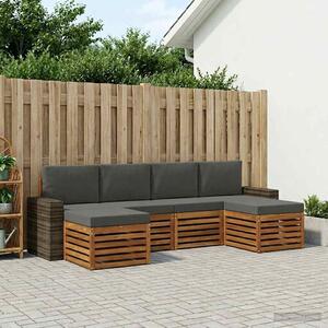 VidaXL Ülőgarnitúrák 6 pcs Természetes és antracit Tömör Akácfa