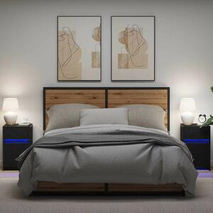 LED Éjjeli Szekrény 2 pcs Musta tammi 38 x 34 x 61 cm Faanyag