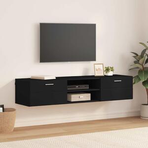 TV szekrény fiókkal polcokkal Fekete 150 x 39 x 30 cm Faanyag