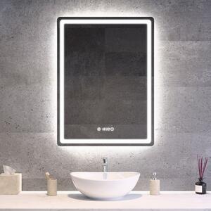 Álló fürdőszobai LED tükör 60x80cm | Óra - Fényerő és színhőmérséklet szabályozás | Welland Type20V