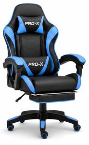 GOBORELAX Gamer szék lábtartóval, masszázsfunkcióval - kék-fekete