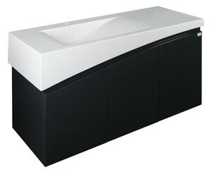 TMP SMYRNA 120 - FEKETE - fali fürdőszobabútor - Akrivit öntött műmárvány mosdóval - 120 x 48,5 cm