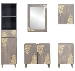 Fürdőszoba bútor szett fiókkal 5 pcs Szürke 62 x 33 x 58 cm