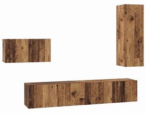TV szekrény garnitúra 4 pcs Régi fa 30.5 x 30 x 90 cm Faanyag