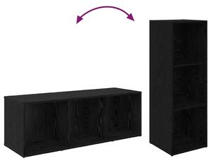 TV szekrény 3 pcs Musta tammi 37 x 35 x 107.5 cm Műanyag Fa