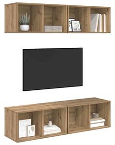 Fali TV Szekrény 4 pcs kézműves tölgy 37 x 37 x 72 cm Faanyag