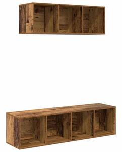 TV Szekrény Szett 2 pcs Régi fa 37 x 37 x 142.5 cm Faanyag