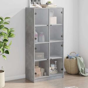 VidaXL betonszürke szerelt fa magasszekrény ajtókkal 68x37x142 cm