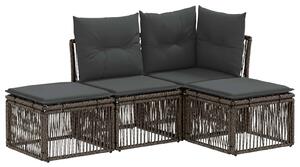 VidaXL Kerti Kanapé Szett 4 pcs Szürke polirattan