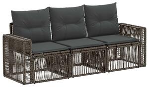 VidaXL Kerti Kanapé Szett 3 pcs Szürke és sötétszürke polirattan